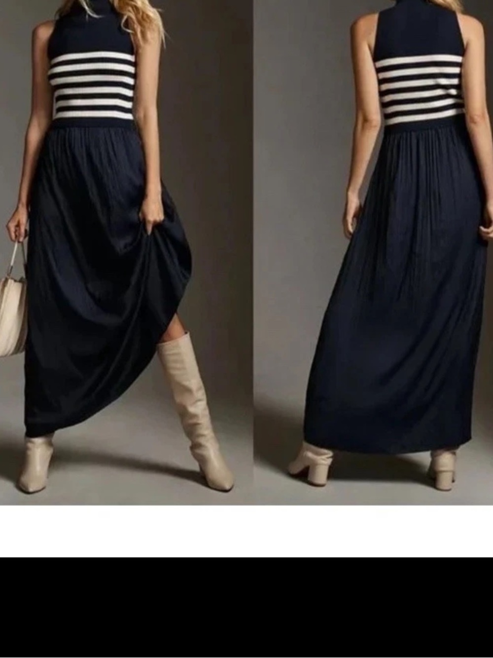 Anthropologie Navy Blue Maxi Dress